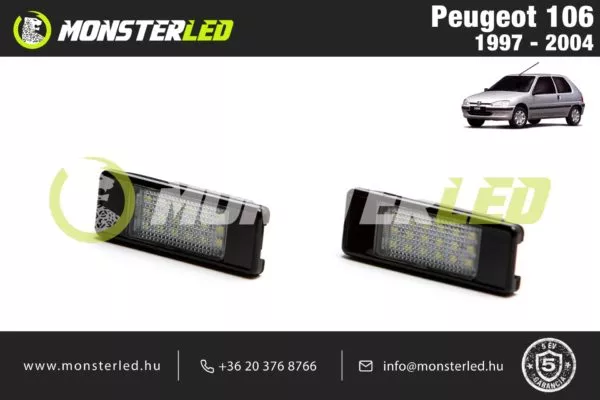 Peugeot 106 LED rendszámtábla világítás