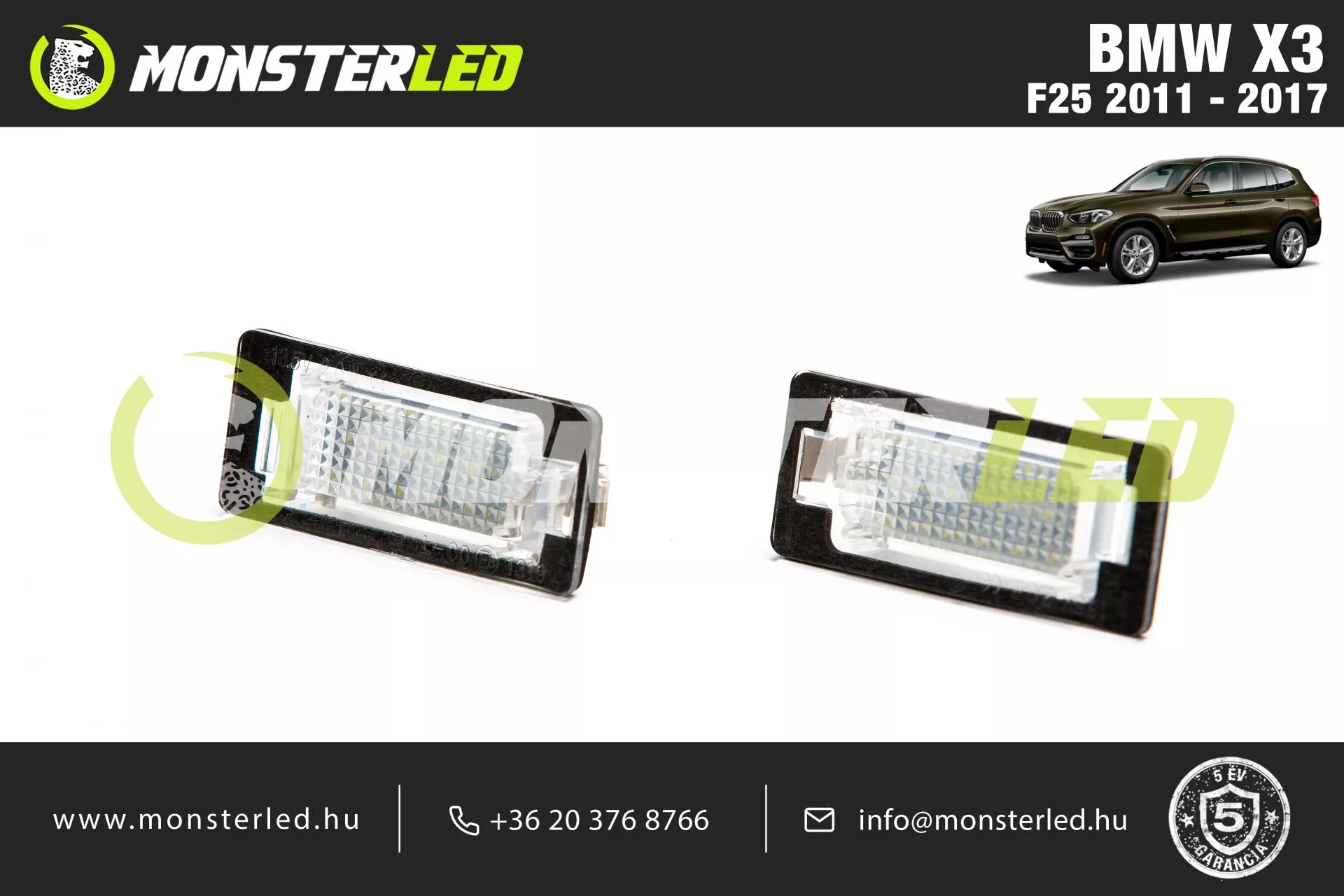 BMW X3 LED rendszámtábla világítás