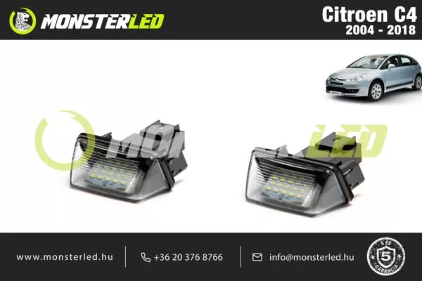 Citroen C4 LED rendszámtábla világítás