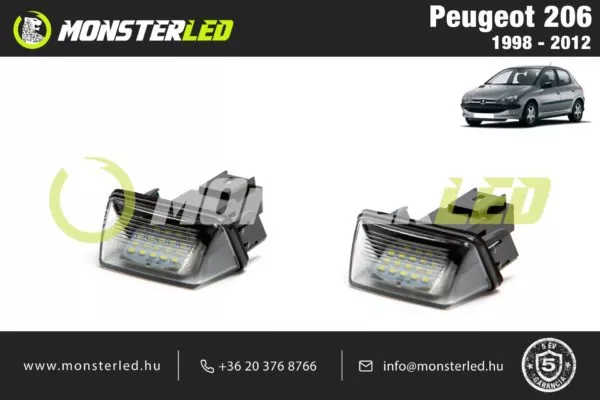 Peugeot 206 LED rendszámtábla világítás