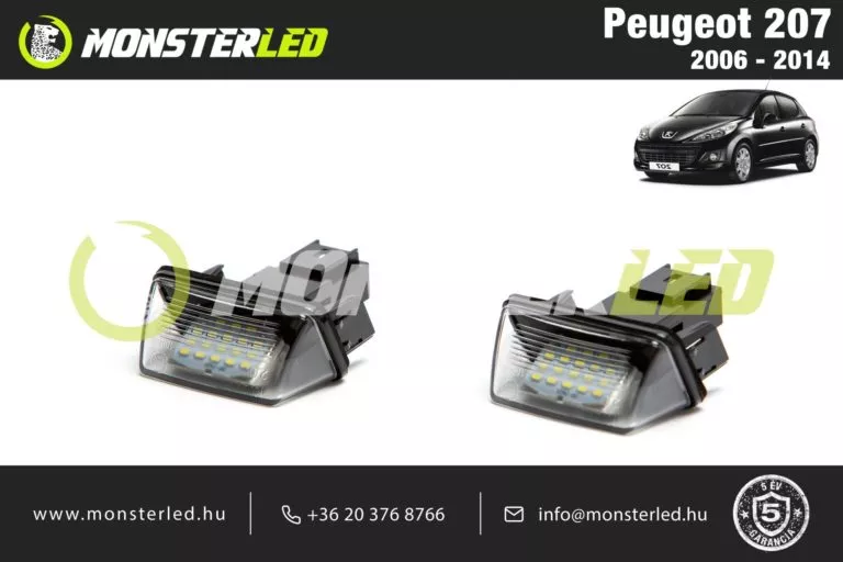 Peugeot 207 LED rendszámtábla világítás