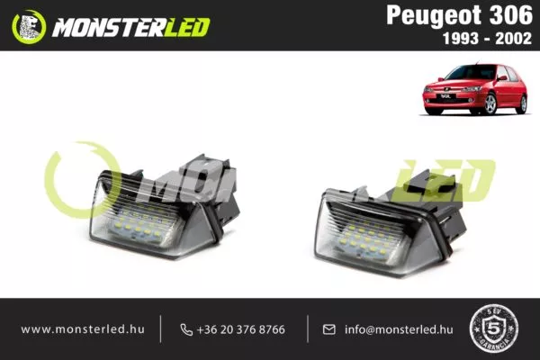 Peugeot 306 LED rendszámtábla világítás