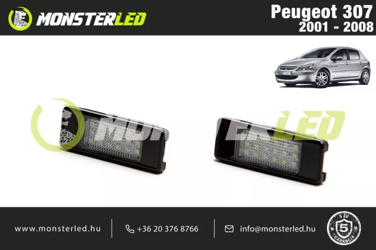 Peugeot 307 LED rendszámtábla világítás
