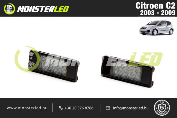 Citroen C2 LED rendszámtábla világítás