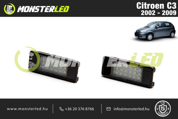 Citroen C3 LED rendszámtábla világítás