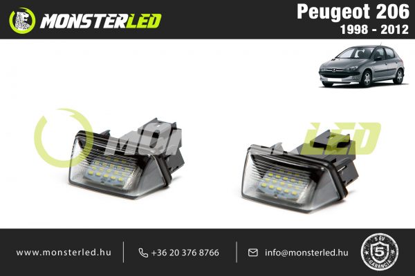 Peugeot 206 LED rendszámtábla világítás