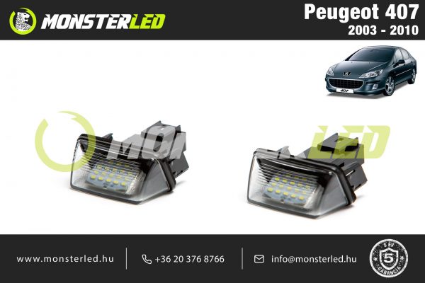 Peugeot 407 LED rendszámtábla világítás